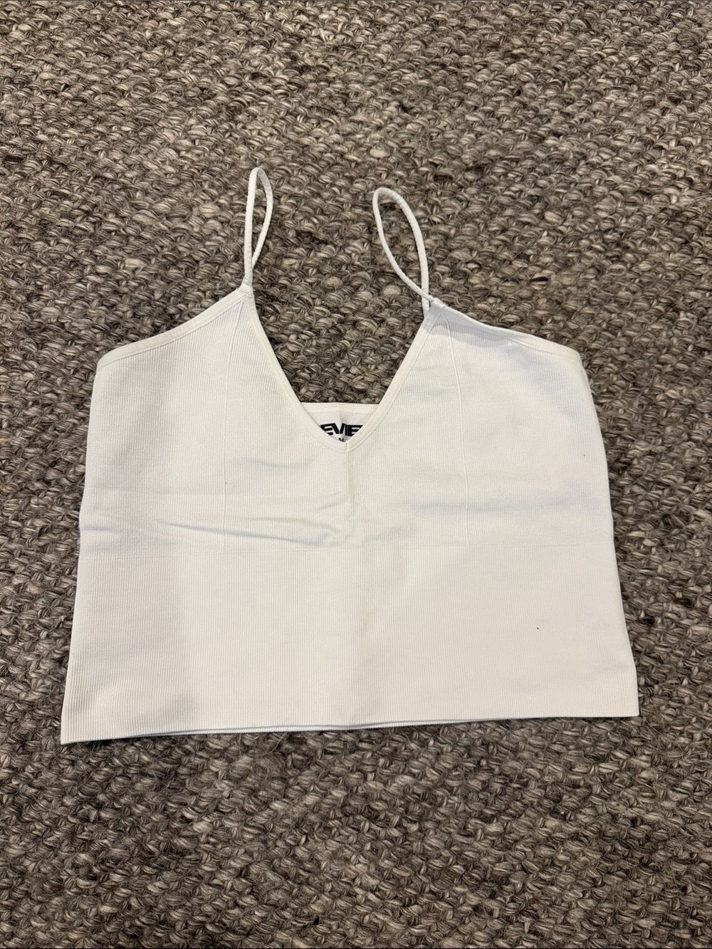 Review White Ribbed V-Neck Cropped Cami